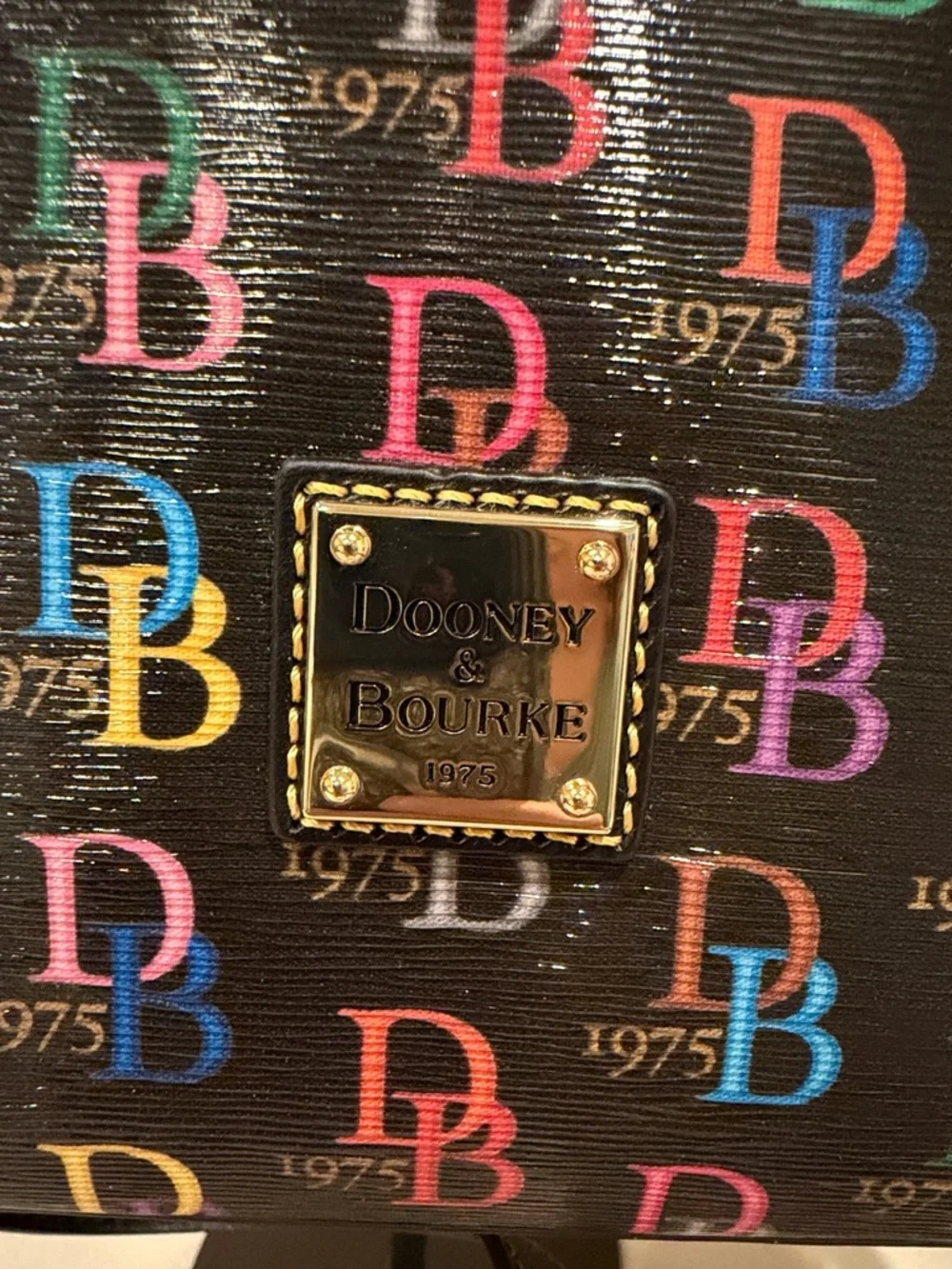 Dooney & Bourke Black Multicolor Logo Tote with Removable Strap. DB75 - Picture 2 of 7